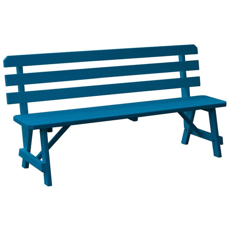 Pine 8' Traditional Backed Bench - Caribbean Blue