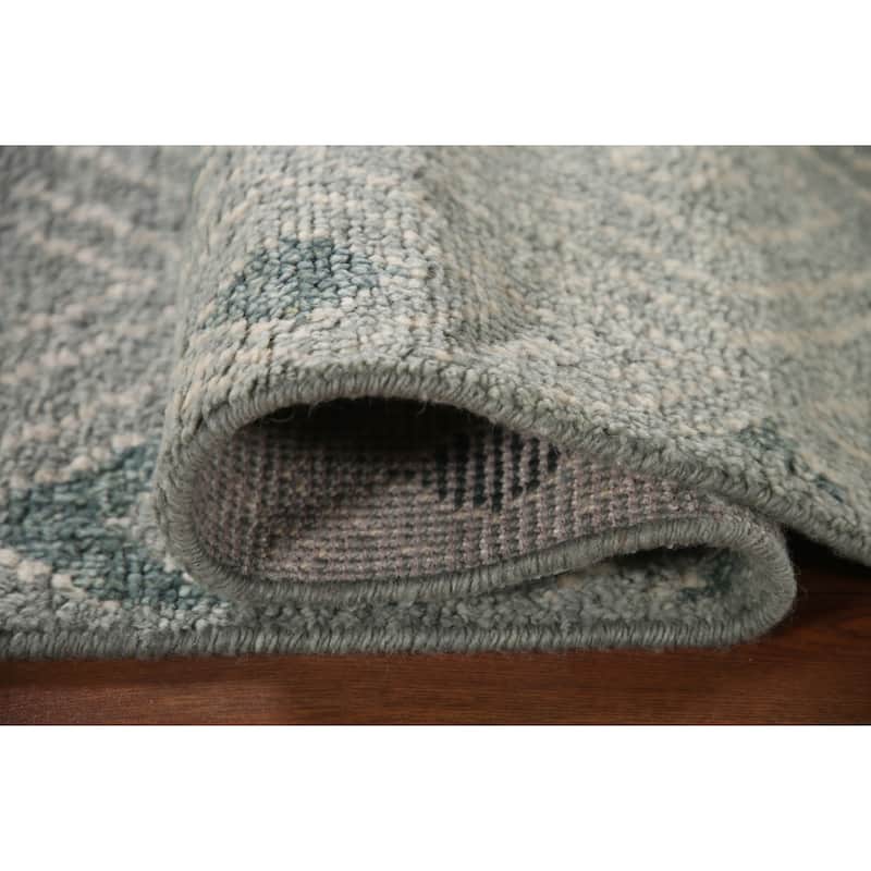 Gray & Green Moroccan Indian Area Rug Handmade Wool Carpet - 4'9"x 8'1"