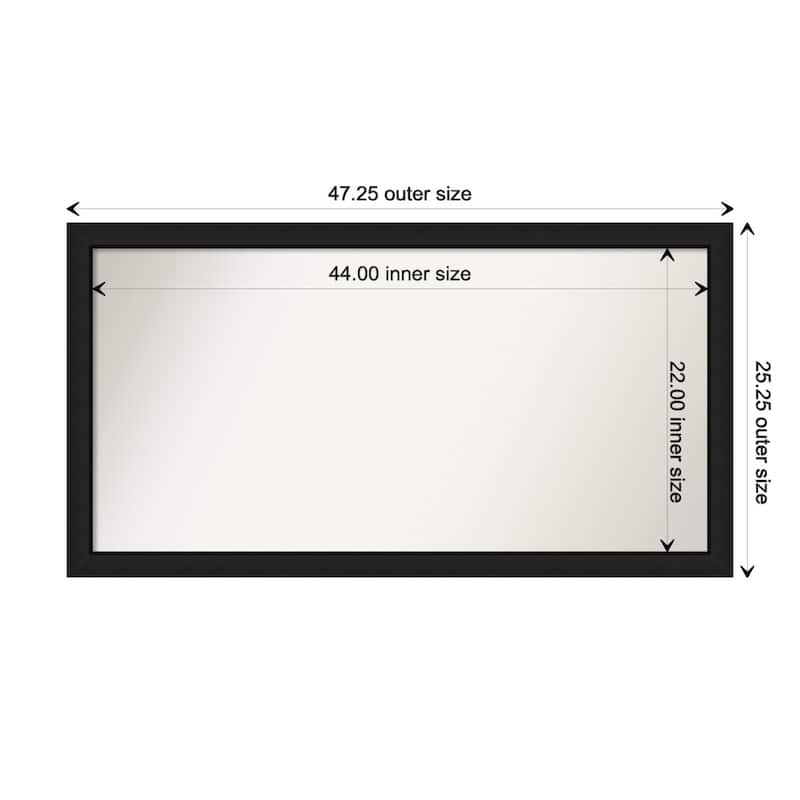 Midnight Black Narrow Framed Non-Beveled Custom Wall Mirror, Bathroom Vanity Mirror - Outer Size: 47.25 x 25.25