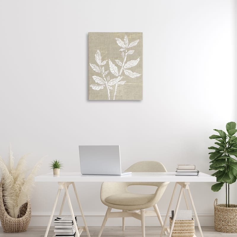 Stupell Boho Leaves on Natural Pattern Canvas Wall Art Design By Melissa Wang