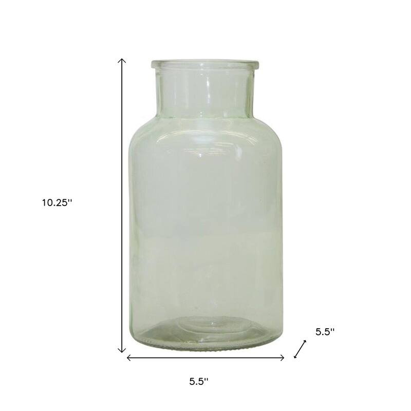 10" Green Glass Cylindrical Table Vase - 5.50