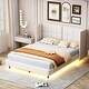 preview thumbnail 1 of 30, Roomfitters Queen Size Upholstered Platform Bed with LED Lights and U-Shaped Headboard, Linen Fabric, for Bedrooms Beige - Queen