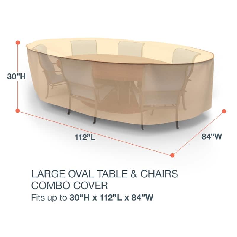 Budge Sedona Tan Outdoor Oval Table and Chairs Combo Cover Multiple Sizes