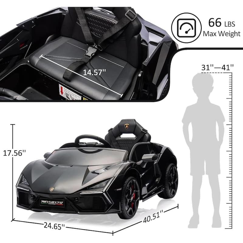 12V Kids Ride On Car, Licensed Lamborghini Revuelto Electric Car for Kids