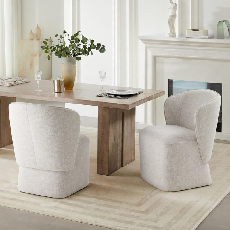 Kyle Morden Fabric Dining Room Chair with Casters Wrap-round Back