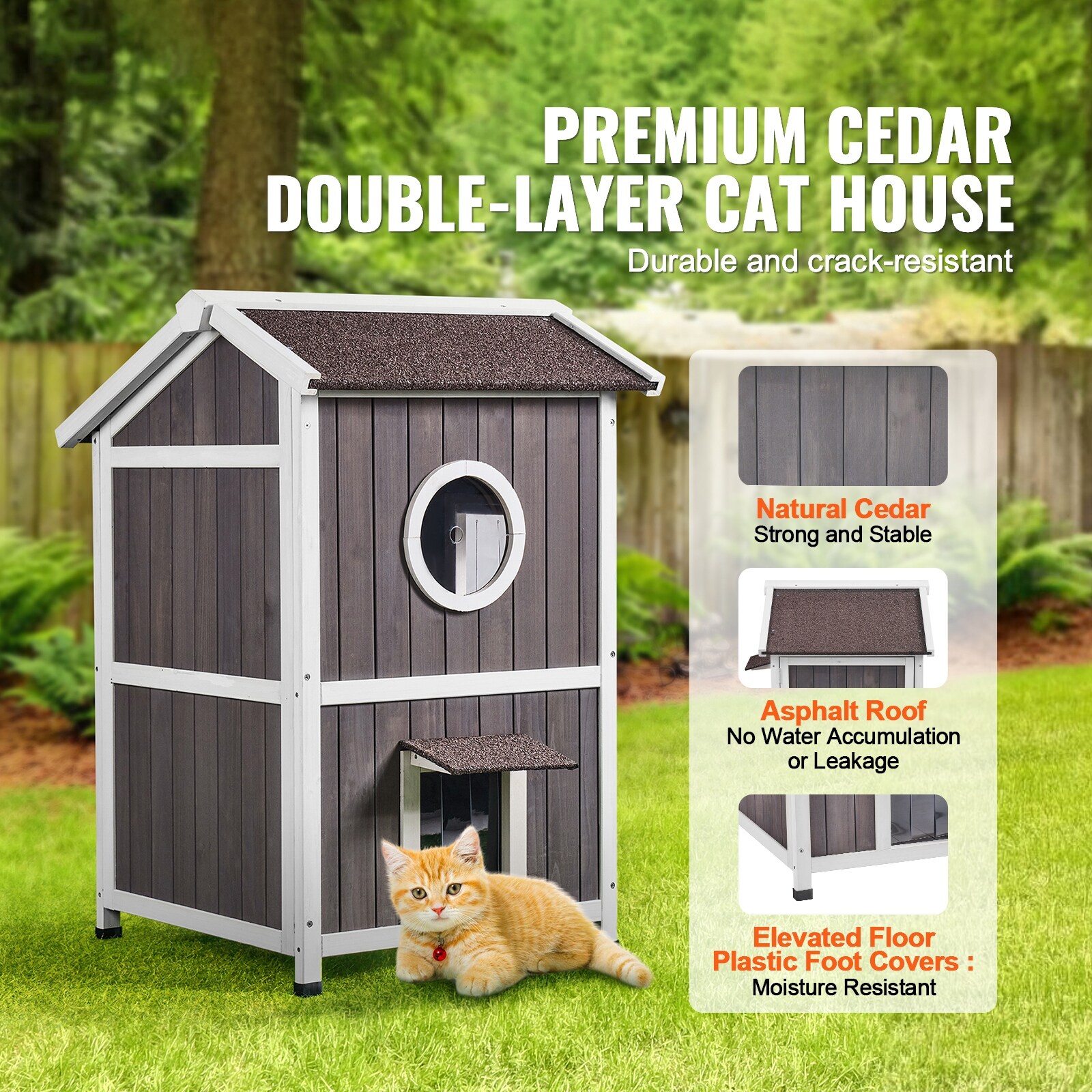 Outdoor Cat House Weatherproof, Feral Cat Shelter for Multiple
