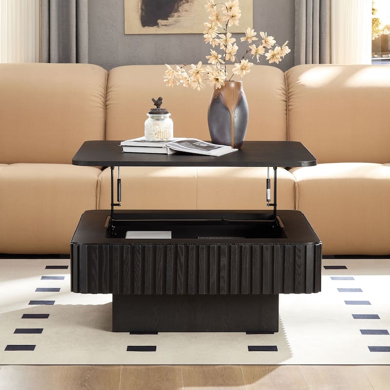 Modern Square Lift-Top Coffee Table with Hidden Storage