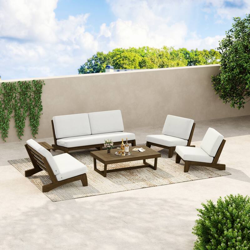 8-Piece Outdoor Sofa Set with Loveseat, 2 Club Chairs & Matching Tables