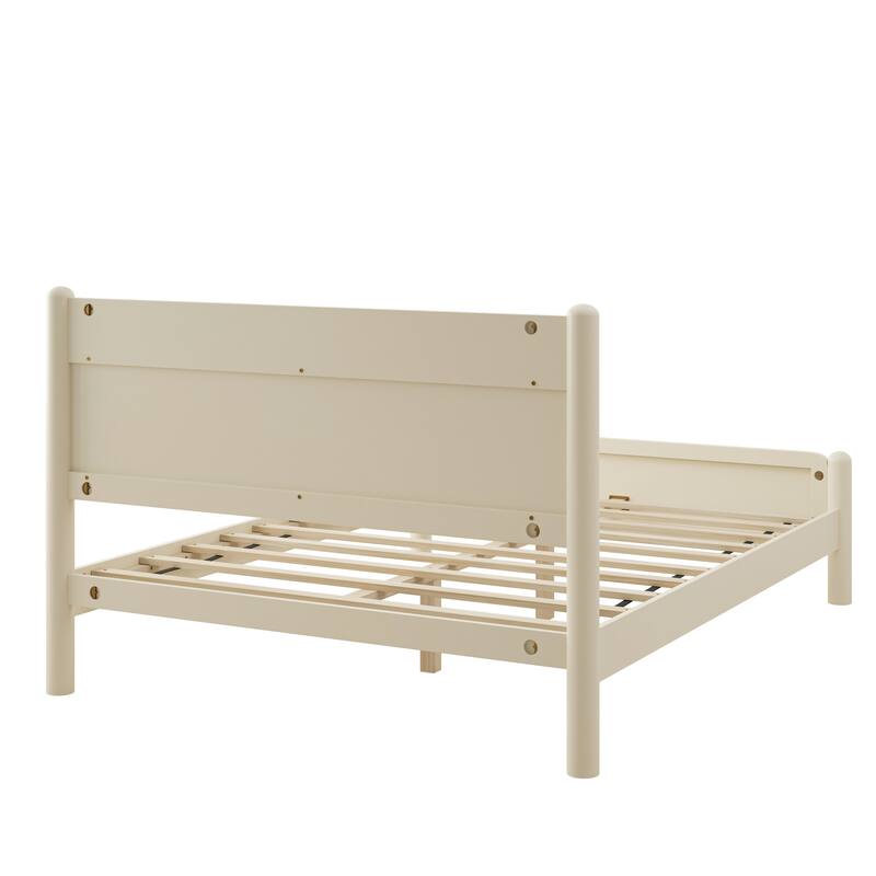 Queen Size Wood Platform Bed Frame with Headboard