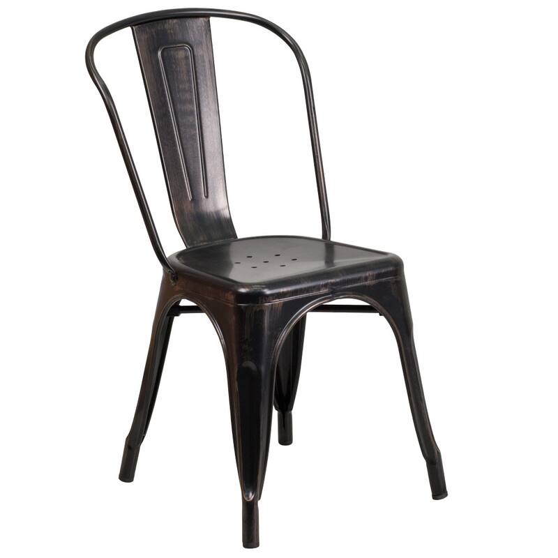 Metal Indoor/ Outdoor Stackable Bistro Chair (Set of 4)