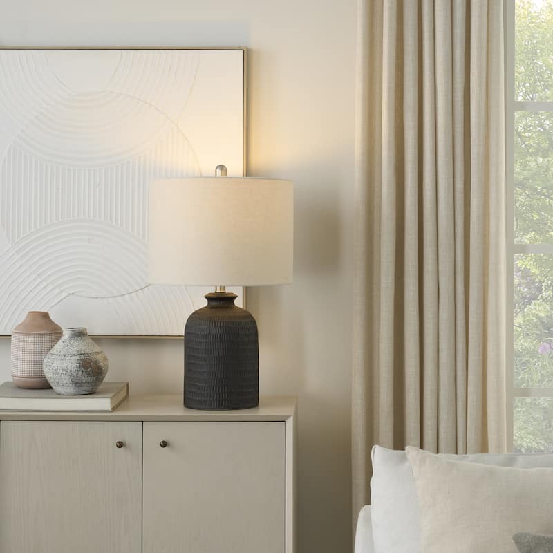Nourison 24" Textured Ceramic Farmhouse Table Lamp
