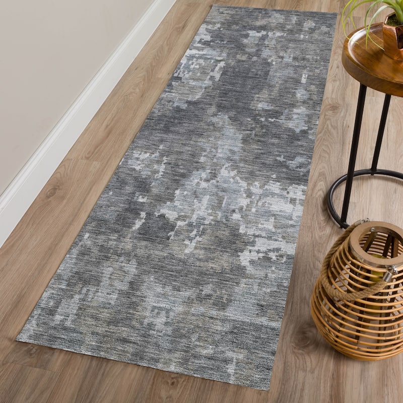 Machine Washable Indoor/ Outdoor Ombre Abstract Chantille Rug