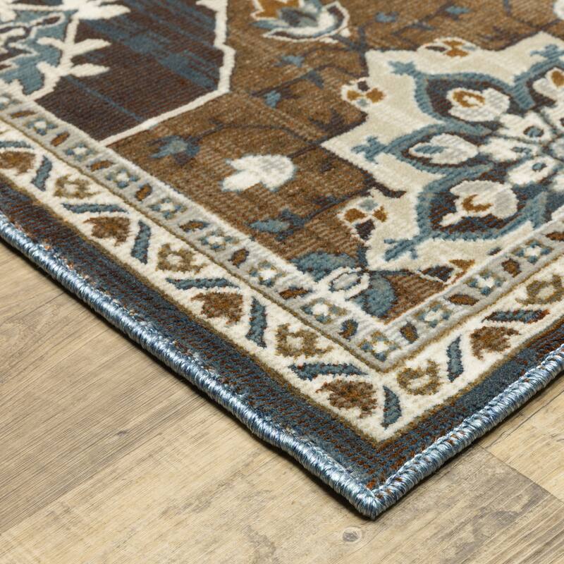 Style Haven Everly Panel Medallions Blue/ Rust Area Rug