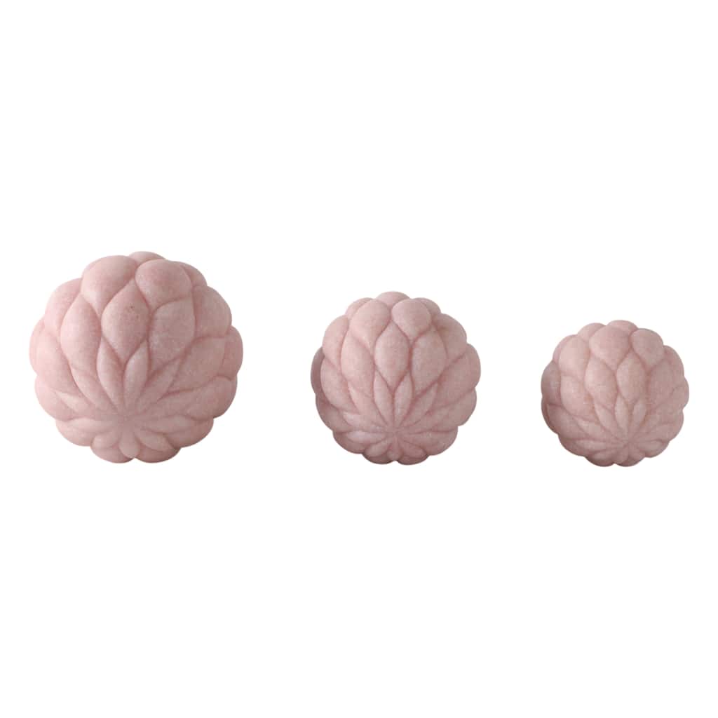 Polyresin Orbs Textured Sculpted Design (Set of 3) - 6", 5", 4" Pink - 6" x 6" x 6"