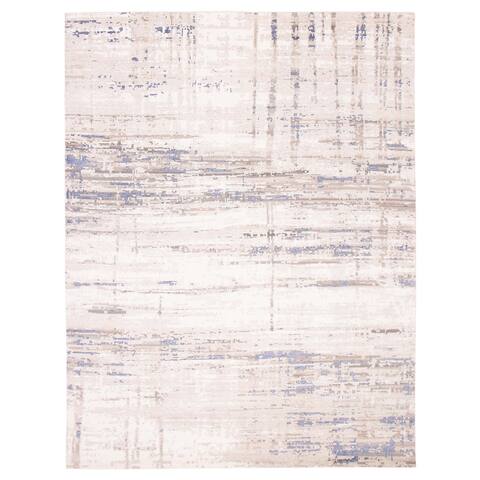 ECARPETGALLERY Hand-knotted Alma White Silk, Wool Rug - 9'1 x 11'11