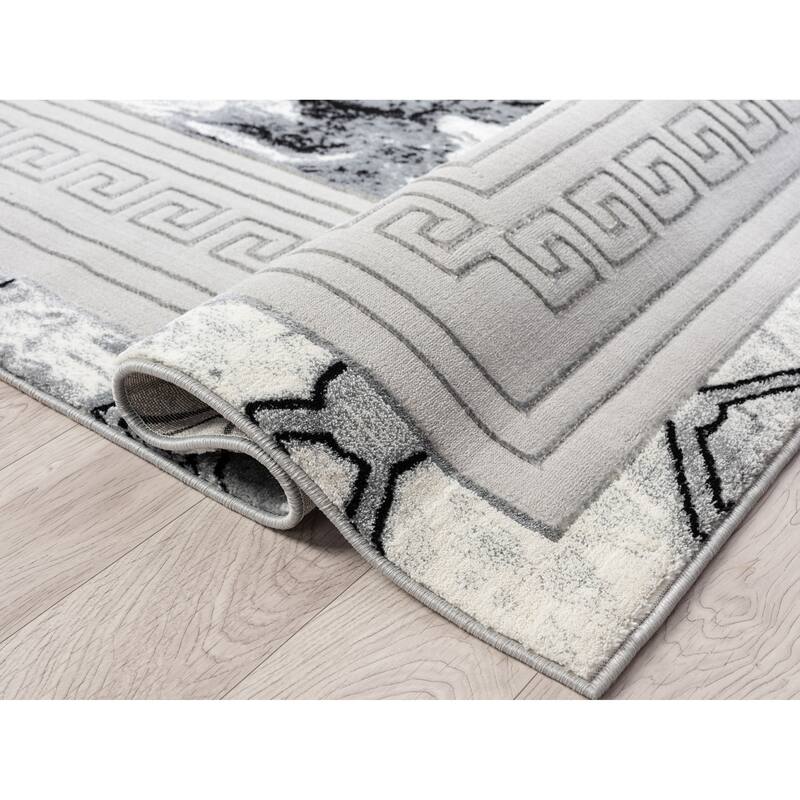 Ksamil Collection Abstract Border Area Rug