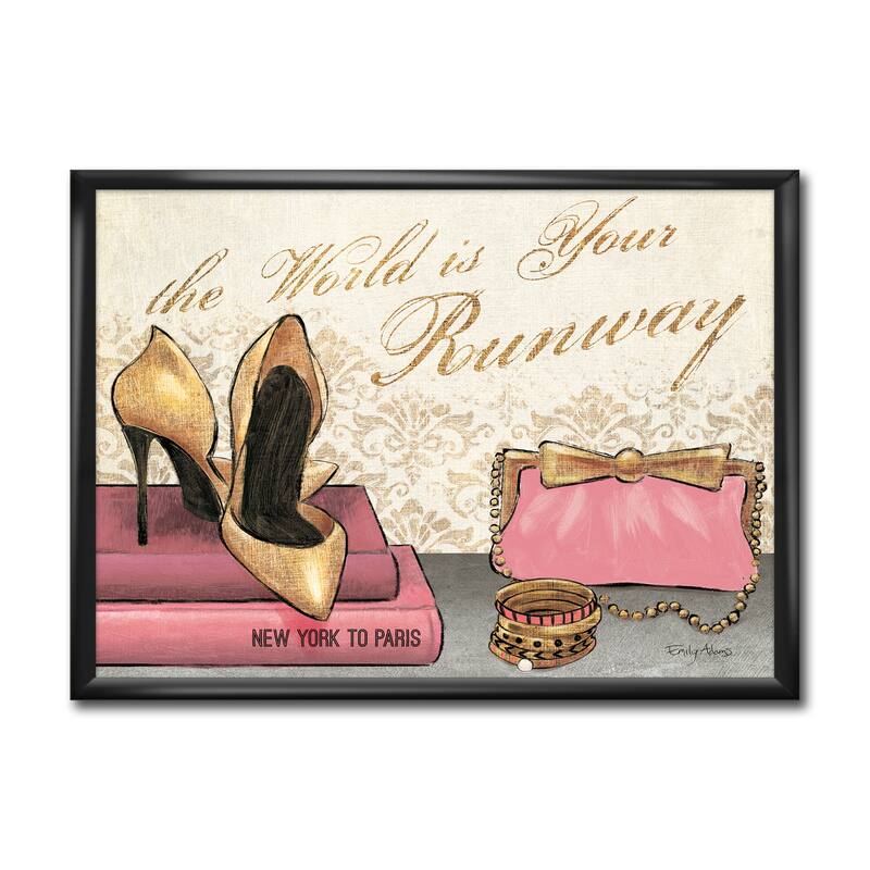 Designart "Gold Fabulous Life Style I" Fashion Framed Art Print