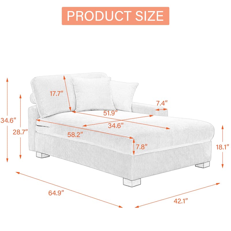 Upholstered Corduroy Modular Sectional Sofa with 2 throw pillows