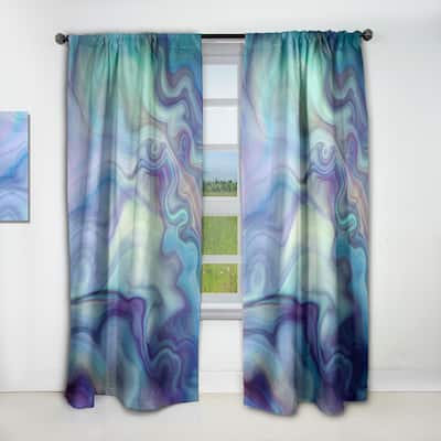 Designart 'Marbled Colours in Shades of Turquoise and Purple' Modern Blackout Curtain Single Panel