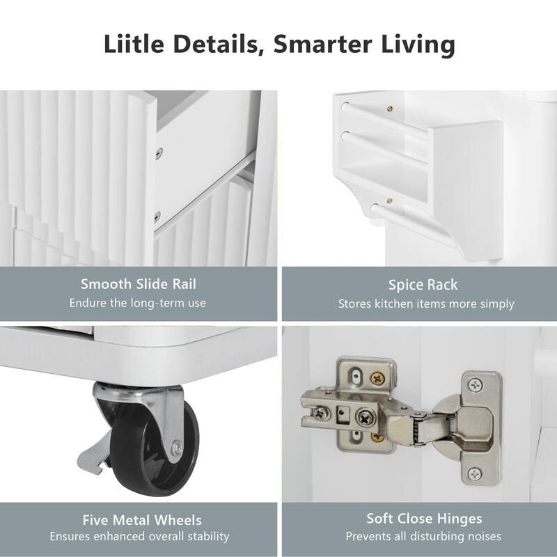 55.5" Storage Power Outlet Kitchen Island with Drop Leaf and 3 Drawers