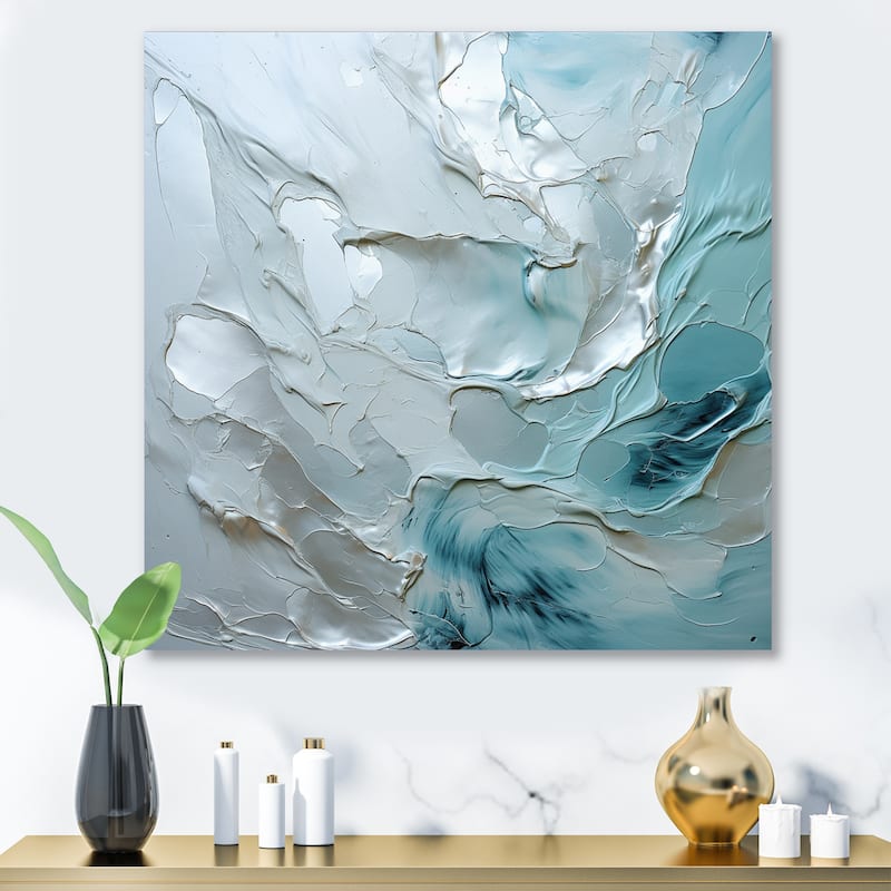 Designart "Silver Shimmer" Abstract Landscape Metal Large Print