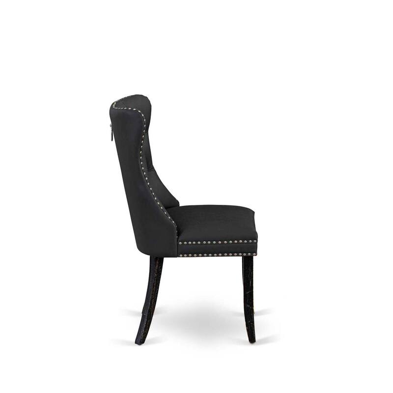 Parson Dining Chairs Set of 2 - Dark Gray Faux Leather Upholstered Accent Chairs