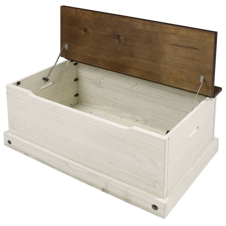 Wood Storage Trunk Ottoman Corona Gray | Furniture Dash