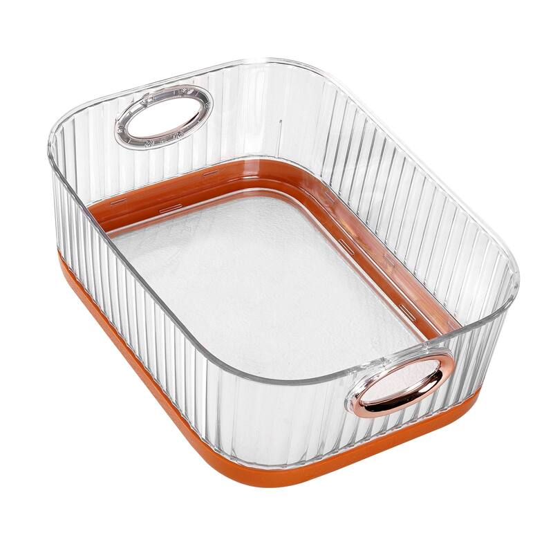 Set of 4 Plastic Storage Bins Organizers Stackable Clear Pantry Organizer Box Containers