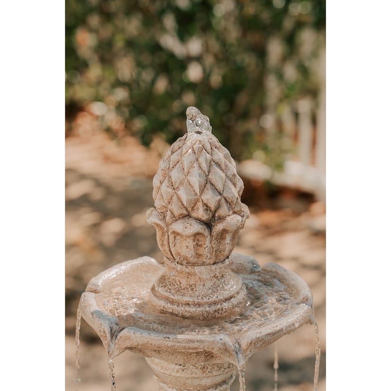 XBrand 3-Tier Water Fountain w/Pump & Pineapple Top, 51 Inch Tall, Large Outdoor Freestanding Waterfall Decor for Porch