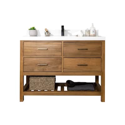 Willow Collections 48 in. W x 22 in. D Parker Solid Teak Single Sink Bathroom Vanity with Countertop