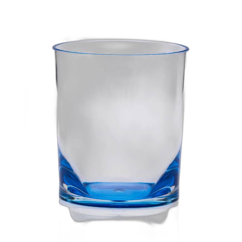 HomeRoots Set of Four Rainbow Geometric Acrylic Stemless Whiskey Glass - 3.50 in. x 3.93 in. x 3.50 in.