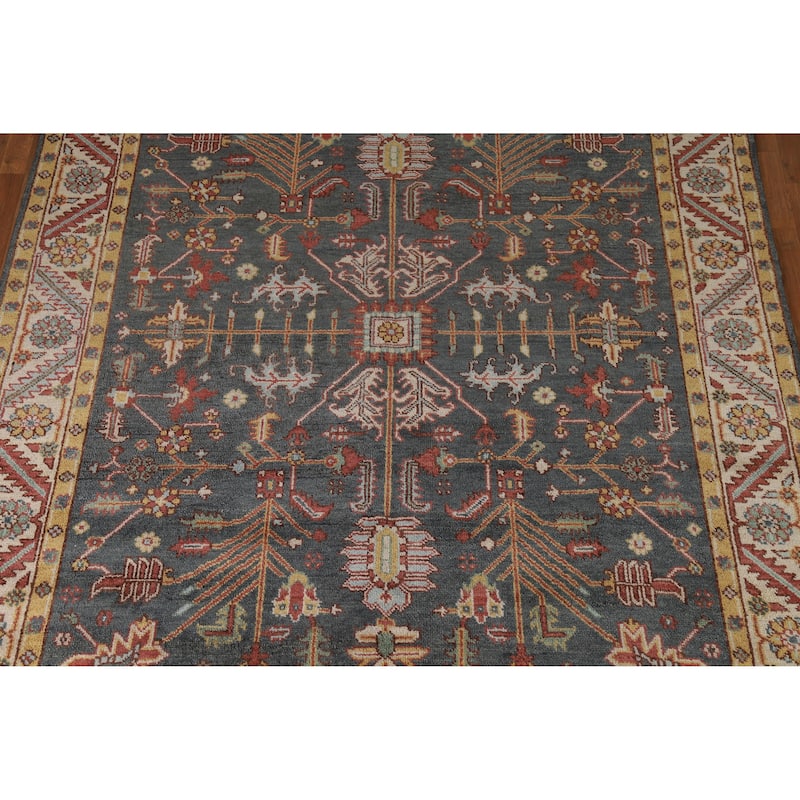 Oushak Indian Area Rug Handmade Grey Wool Carpet - 7'11" x 10'0"