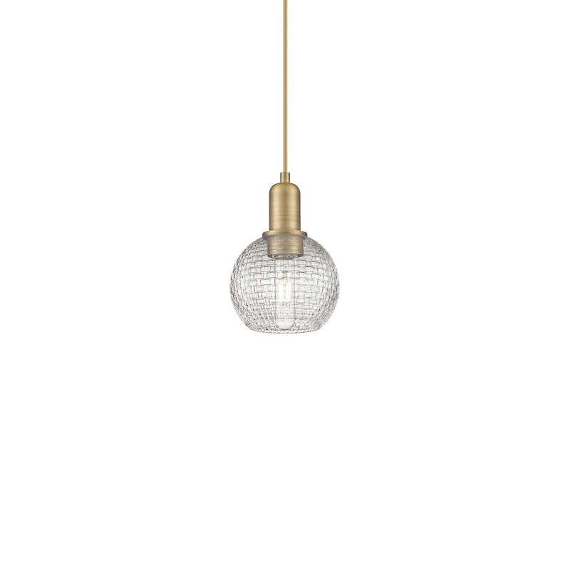 Innovations Lighting 716-1P-9-6 Athens Pendant Athens 6" Wide Mini - Brushed Brass / Clear Basketweave