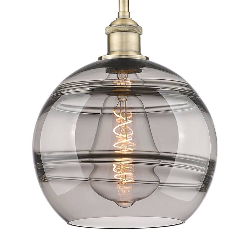 Innovations Lighting 616-1S 11 10 Rochester Pendant Rochester 10" Wide - Antique Brass / Light Smoke