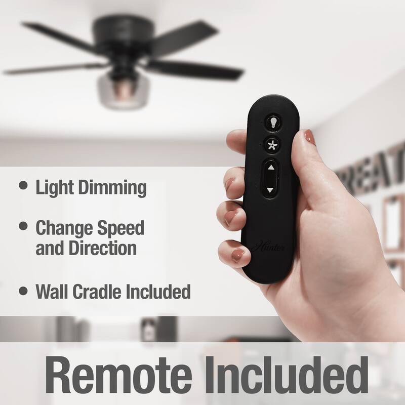 Hunter 52" Bennett Low Profile Ceiling Fan with Globe LED Light Kit and Handheld Remote
