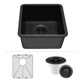 Lexicon Drop-In Quartz 16 Inch Single Bowl Kitchen Sink Kit
