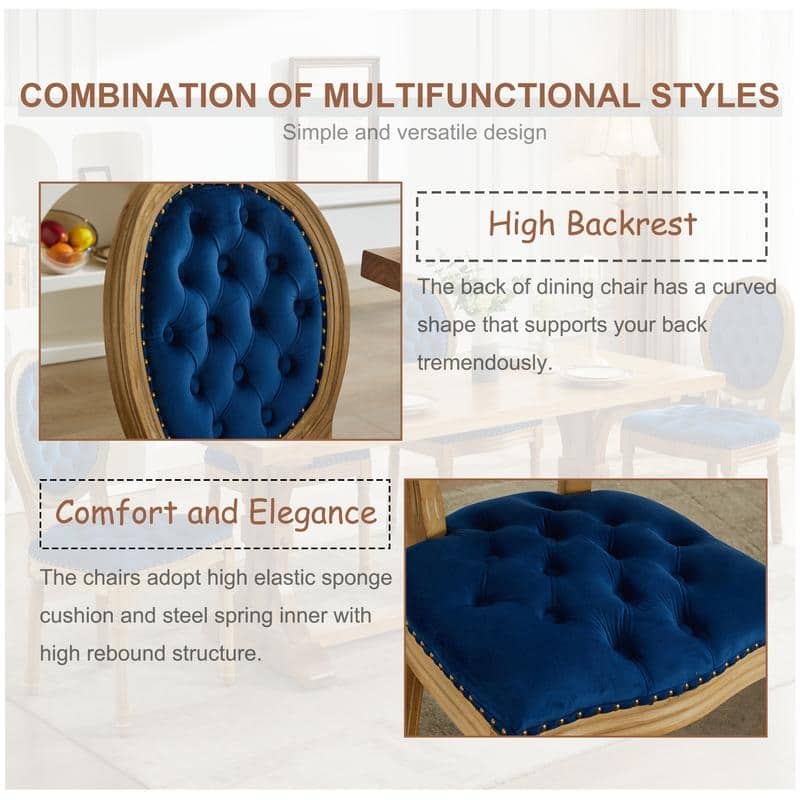French Style Solid Wood Dining Chair with Nailhead Set of 6