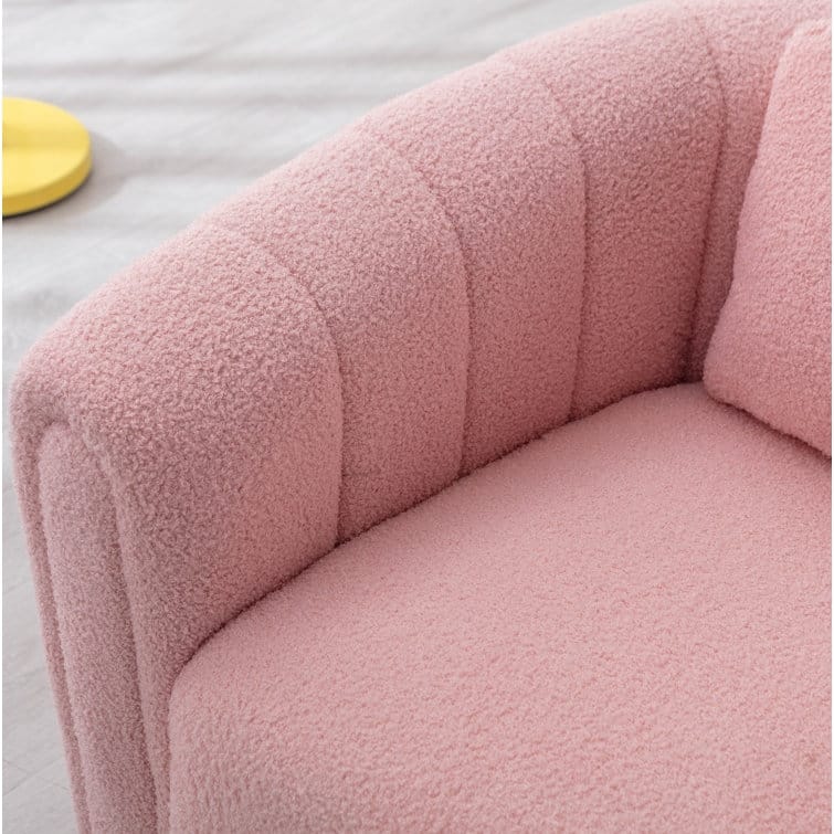 Ebello Oversize Velvet Swivel 360° Rotation Barrel Comfy Round Armchair With Pillow For Living Room Bedroom