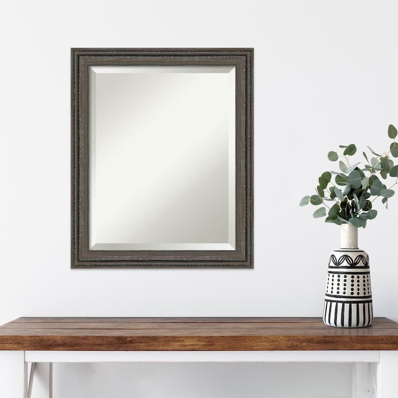 Upcycled Beveled Wood Framed Wall Mirror