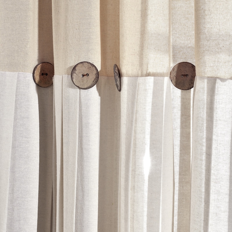 Lush Decor Linen Button Single Panel Window Curtain - 63"L x 40"W - Linen