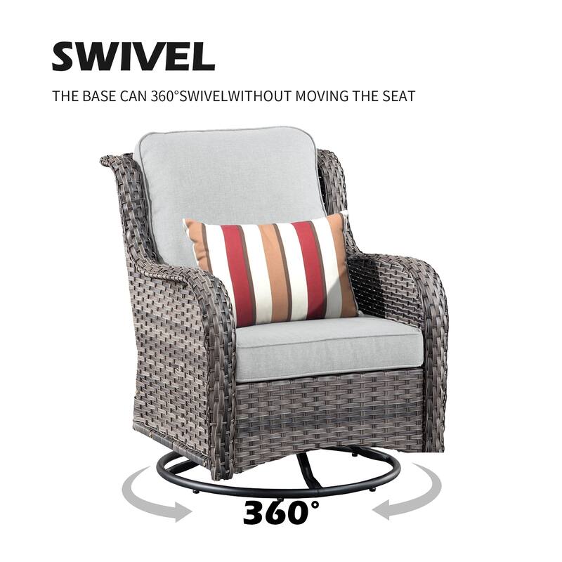 OVIOS 7-piece Patio Swivel Chair Set with 42" Fire Table