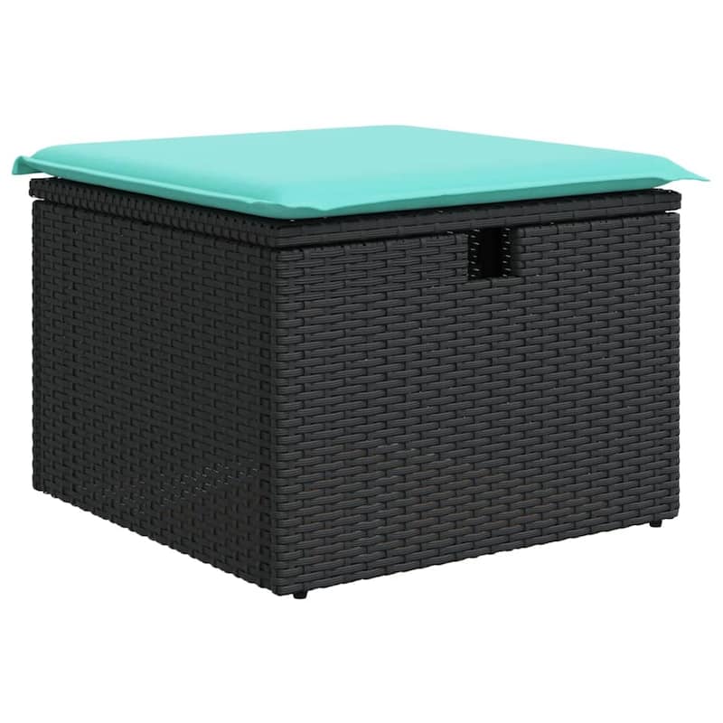 vidaXL Patio Sofa Set with Cushions and Table Outdoor Garden 9 Piece Poly Rattan - 24.4" x 24.4" x 27.2"