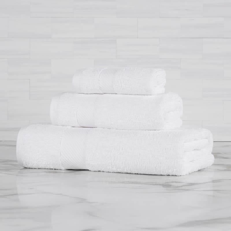 Luxury Egyptian Cotton Solid 3 Piece Bath Towel Set by Superior - White