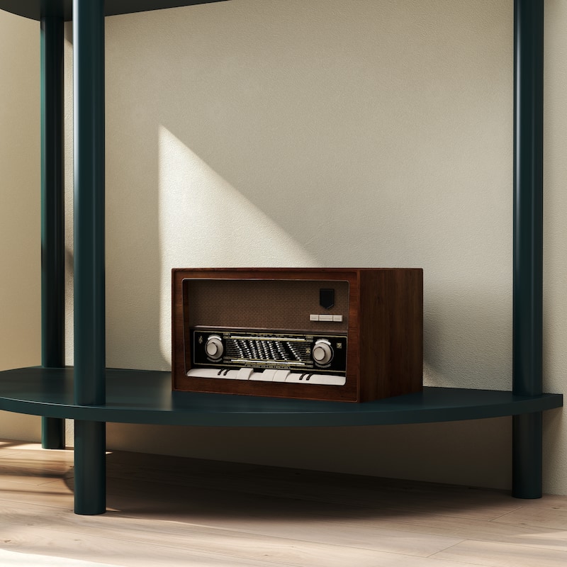 Boho Rattan Semi Circle End Table with Sliding Rattan Door,Elegant Entryway Console with Storage and Bottom Shelf