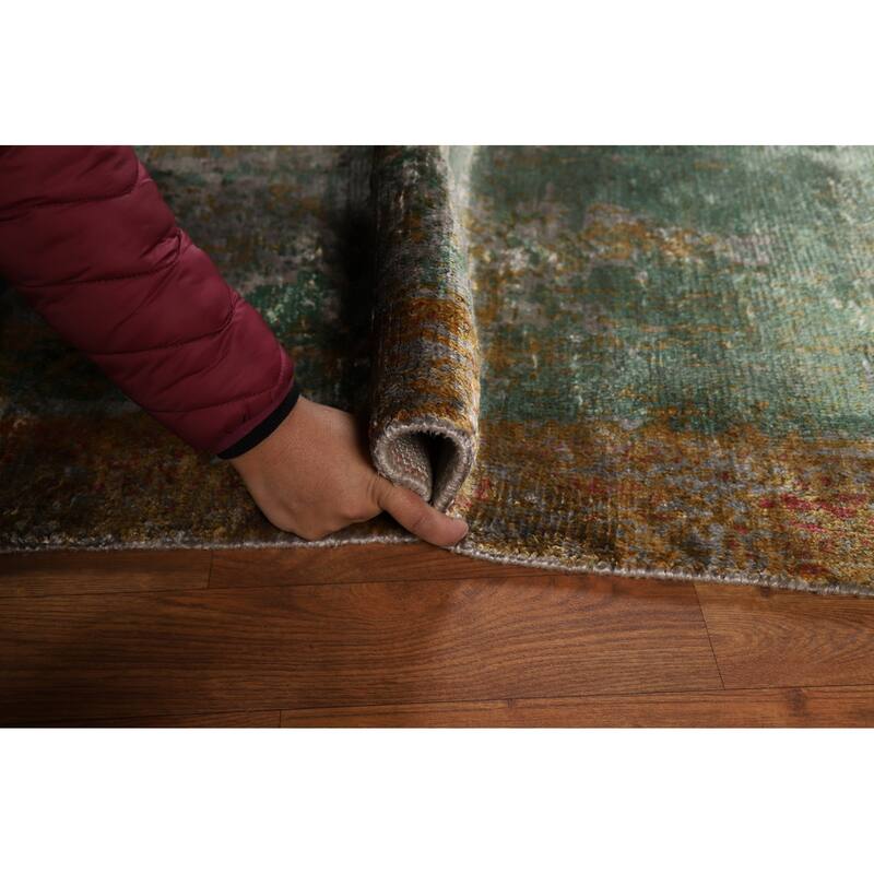Colorful Abstract Modern Area Rug Hand-Knotted Wool Carpet - 6'7" x 9'5"
