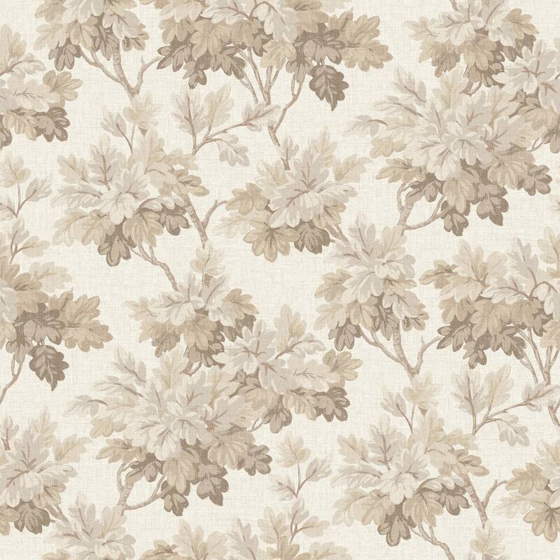 Oakcliff Taupe Leaf Trail Wallpaper