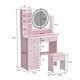 preview thumbnail 5 of 24, 5-Drawers Makeup Vanity Table Set with Lighted Mirror (PINK/BLACK) - 52"H