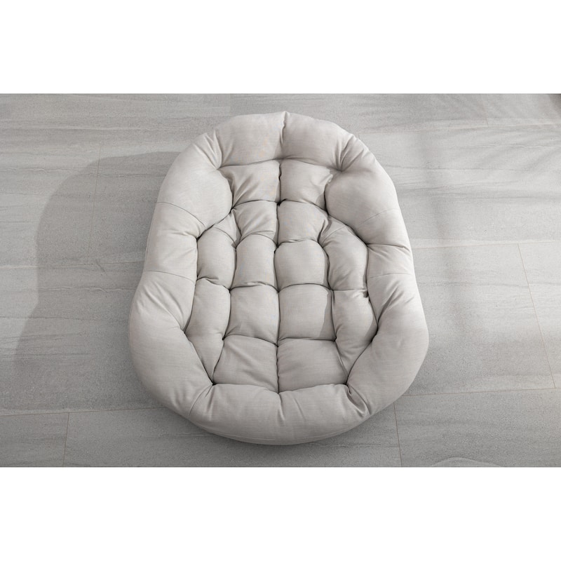 Rattan Rocking Chair with Padded Cushion and Steel Frame Recliner, 250lb Capacity