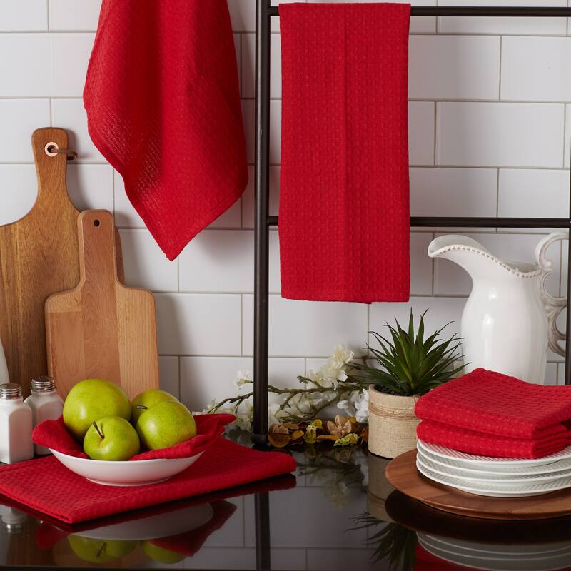 DII Black Recycled Cotton Waffle Dishtowel (Set of 6)