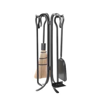 Achla Designs Shepherd's Hook Mini Fireplace Set of 4 Tools, 22 Inch Tall, Graphite Finish